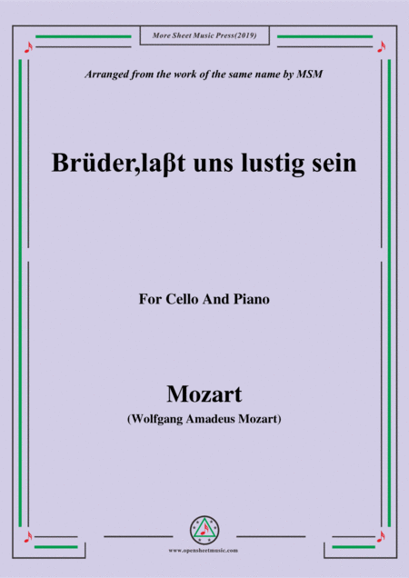 Mozart Brder Lat Uns Lustig Sein For Cello And Piano Sheet Music