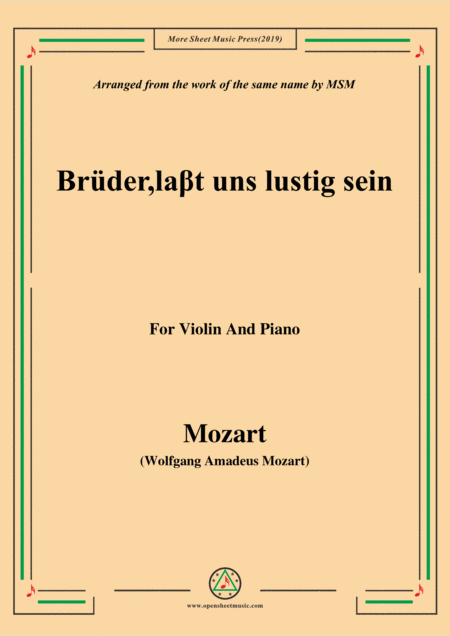 Mozart Brder Lat Uns Lustig Sein For Violin And Piano Sheet Music