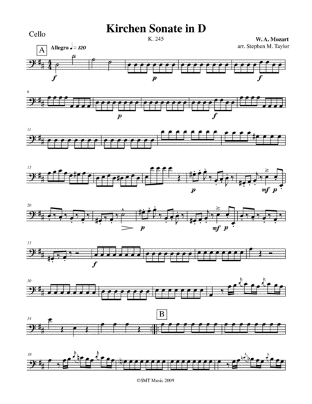 Free Sheet Music Mozart Church Sonata In D