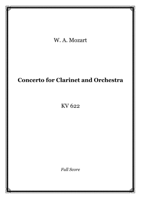 Free Sheet Music Mozart Clarinet Concerto Kv 622 Full Score