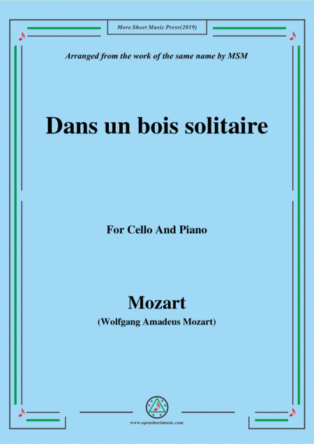 Free Sheet Music Mozart Dans Un Bois Solitaire For Cello And Piano