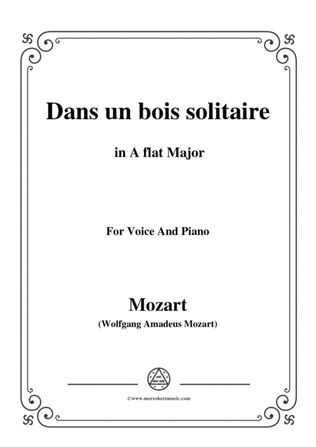 Free Sheet Music Mozart Dans Un Bois Solitaire In A Flat Major For Voice And Piano