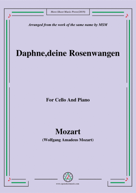 Mozart Daphne Deine Rosenwangen For Cello And Piano Sheet Music