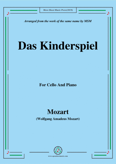 Free Sheet Music Mozart Das Kinderspiel For Cello And Piano