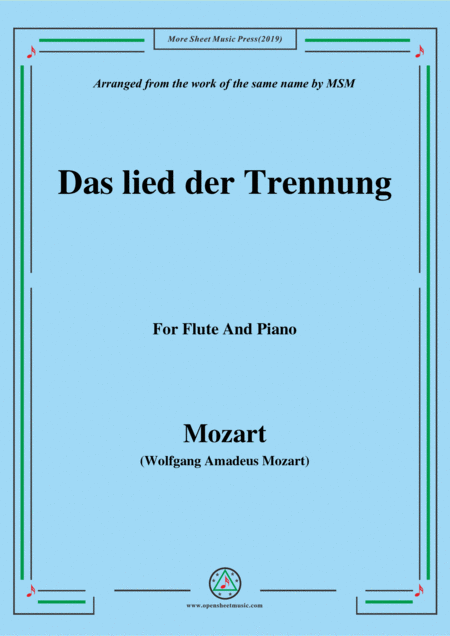 Mozart Das Lied Der Trennung For Flute And Piano Sheet Music