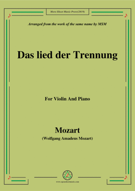 Mozart Das Lied Der Trennung For Violin And Piano Sheet Music