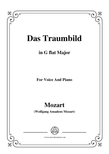 Mozart Das Traumbild In G Flat Major For Voice And Piano Sheet Music