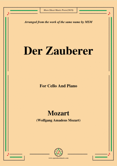 Mozart Der Zauberer For Cello And Piano Sheet Music