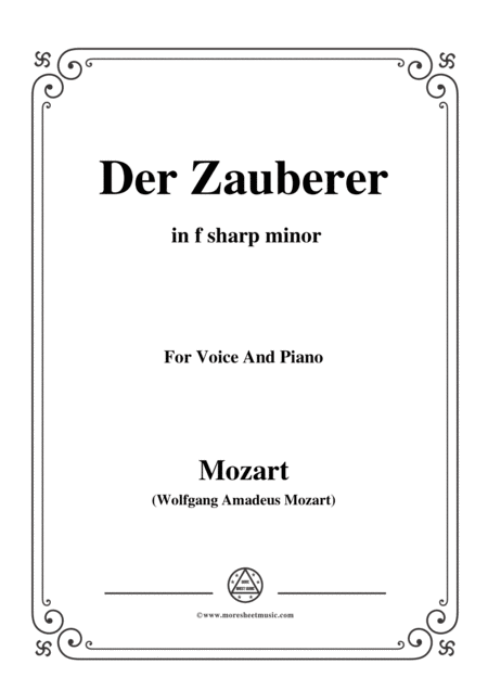 Mozart Der Zauberer In F Sharp Minor For Voice And Piano Sheet Music