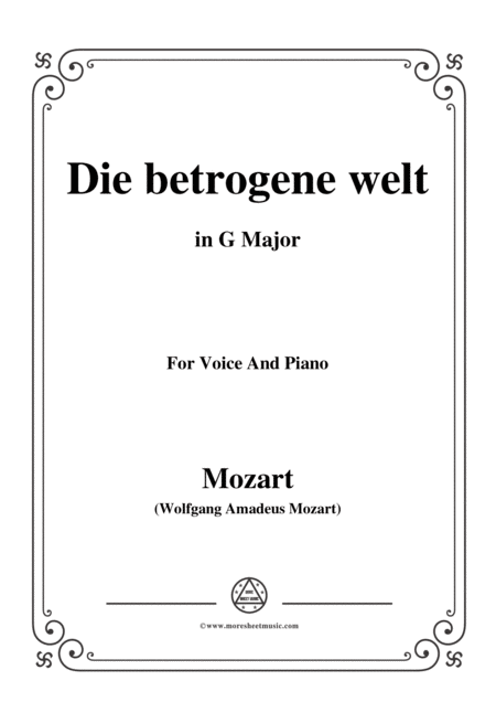 Mozart Die Betrogene Welt In G Major For Voice And Piano Sheet Music