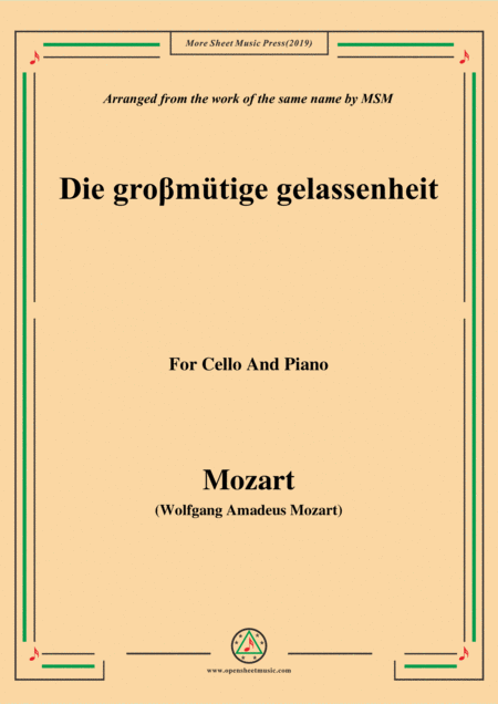 Mozart Die Gro Mtige Gelassenheit For Cello And Piano Sheet Music