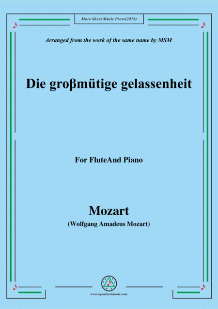 Mozart Die Gro Mtige Gelassenheit For Flute And Piano Sheet Music