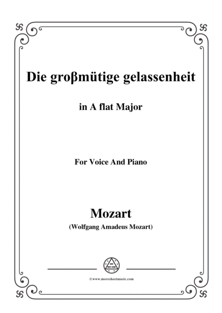 Mozart Die Gro Mtige Gelassenheit In A Flat Major For Voice And Piano Sheet Music