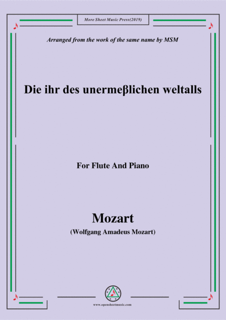 Mozart Die Ihr Des Unerme Lichen Weltalls For Flute And Piano Sheet Music