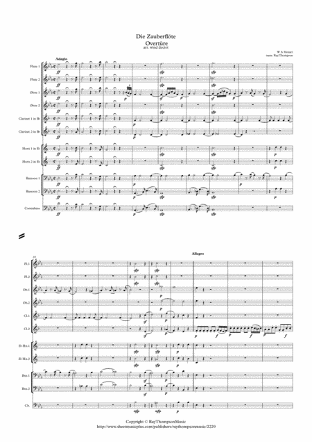 Mozart Die Zauberflte Overtre Overture To The Magic Flute Kv620 Wind Dectet And Bass Sheet Music