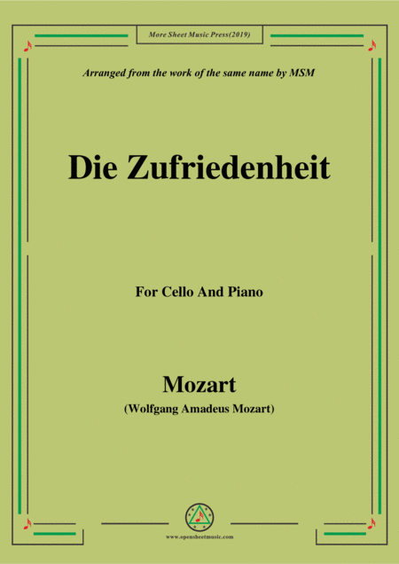 Mozart Die Zufriedenheit For Cello And Piano Sheet Music