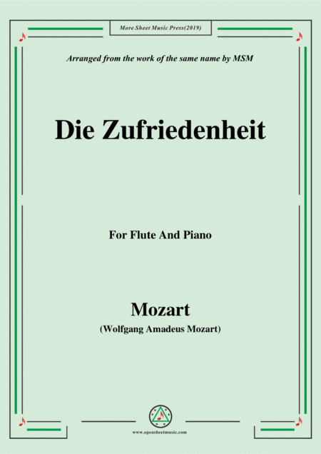 Mozart Die Zufriedenheit For Flute And Piano Sheet Music