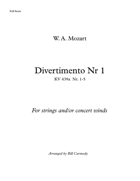 Mozart Divertimento Nr 1 Concert Pitch Sheet Music