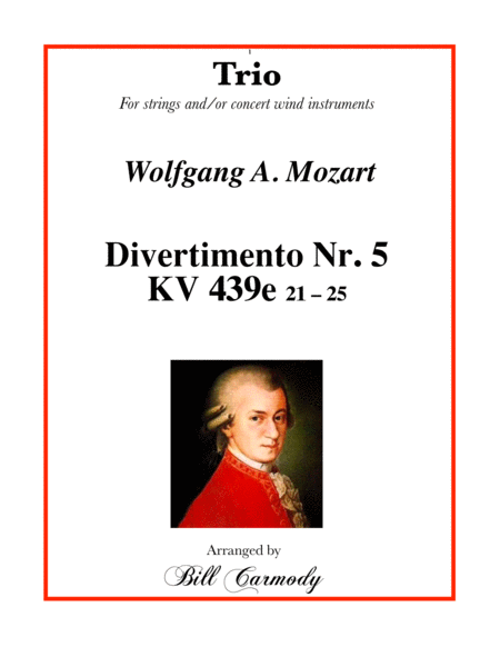 Mozart Divertimento Nr 5 Concert Pitch Sheet Music