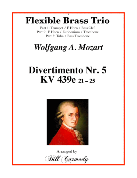 Free Sheet Music Mozart Divertimento Nr 5 K 439b Flexible Brass Trio