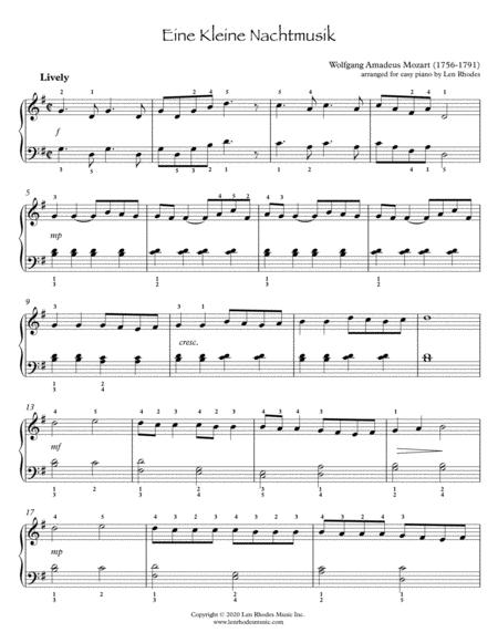 Mozart Eine Kleine Nachtmusik A Little Night Music Easy Piano Sheet Music