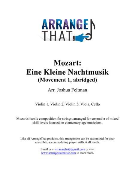 Free Sheet Music Mozart Eine Kleine Nachtmusik Grade 1 3 Strings