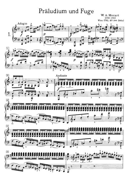 Free Sheet Music Mozart Fantasy No 1 With Fugue In C Minor K 394 Full Complete Version