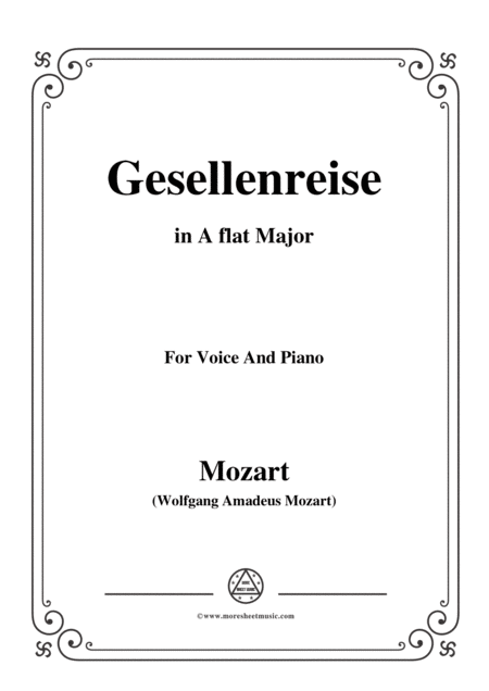 Mozart Gesellenreise In A Flat Major For Voice And Piano Sheet Music