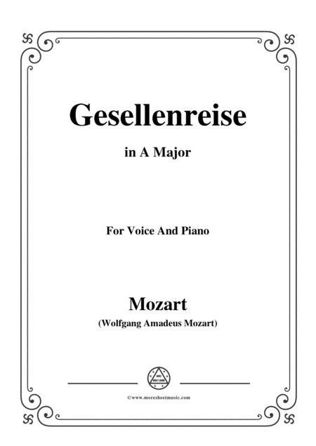 Mozart Gesellenreise In A Major For Voice And Piano Sheet Music