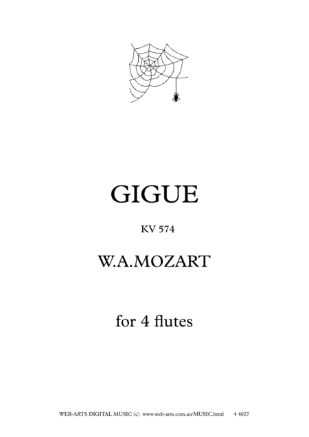 Mozart Gigue Kv574 For 4 Flutes Sheet Music