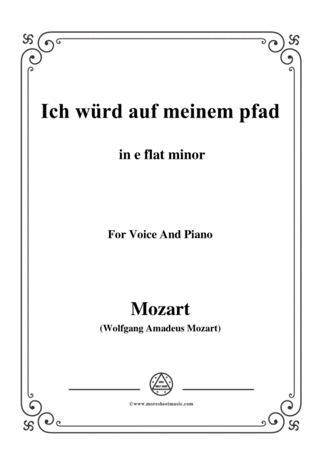 Mozart Ich Wrd Auf Meinem Pfad In E Flat Minor For Voice And Piano Sheet Music