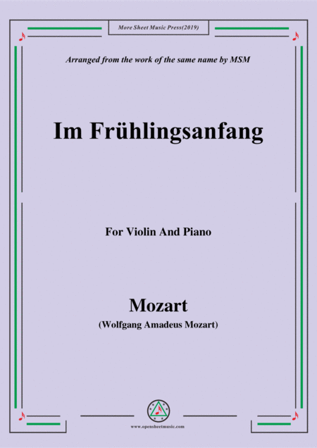 Mozart Im Frhlingsanfang For Violin And Piano Sheet Music