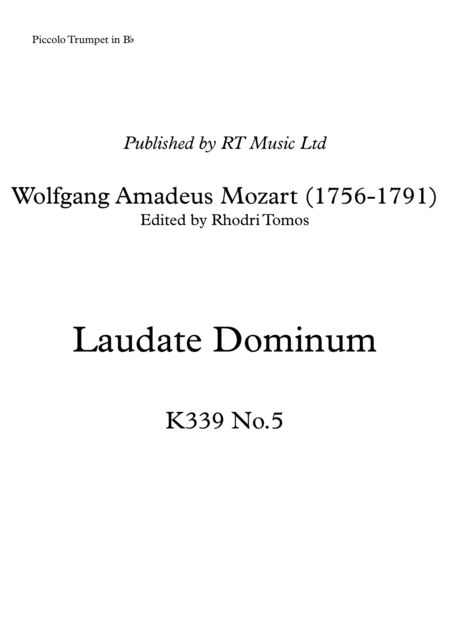 Free Sheet Music Mozart K339 Laudate Dominum Solo Trumpet Parts And Vocal