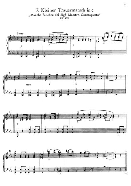 Free Sheet Music Mozart Kleiner Trauermarsch In C Minor Marche Funebre Kv453