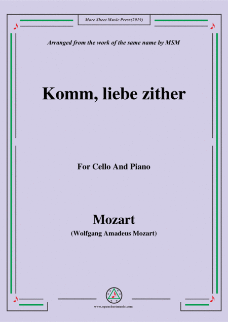 Free Sheet Music Mozart Komm Liebe Zither For Cello And Piano