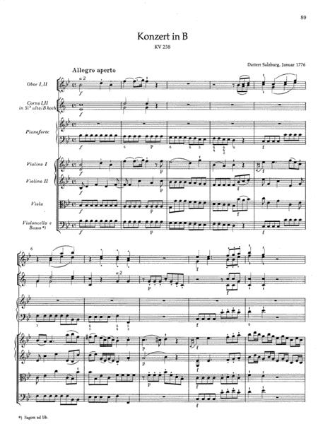 Mozart Piano Concerto No 6 In B Major K 238 Full Complete Version Sheet Music