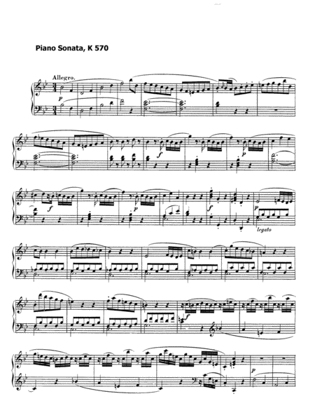 Free Sheet Music Mozart Piano Sonata No 17 In Bb Major K 570 Full Original Complete Version