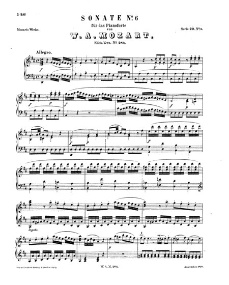 Mozart Piano Sonata No 6 Sheet Music