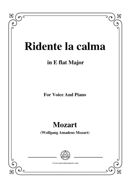 Mozart Ridente La Calma In E Flat Major For Voice And Piano Sheet Music