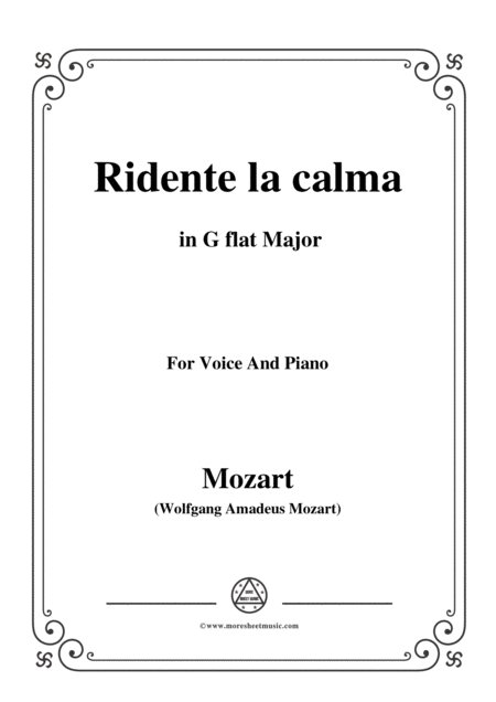 Free Sheet Music Mozart Ridente La Calma In G Flat Major For Voice And Piano