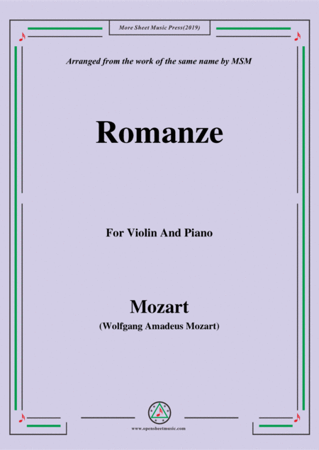 Mozart Romanze For Violin And Piano Sheet Music