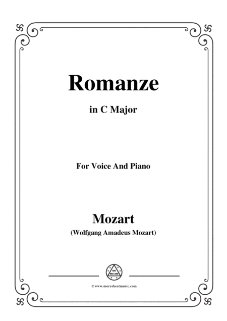 Mozart Romanze In C Major For Voice And Piano Sheet Music