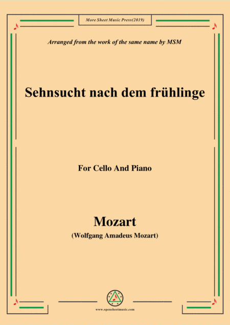 Free Sheet Music Mozart Sehnsucht Nach Dem Frhlinge For Cello And Piano