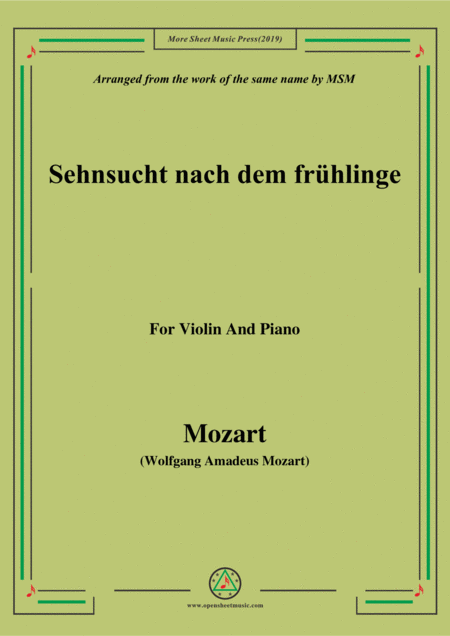 Mozart Sehnsucht Nach Dem Frhlinge For Violin And Piano Sheet Music