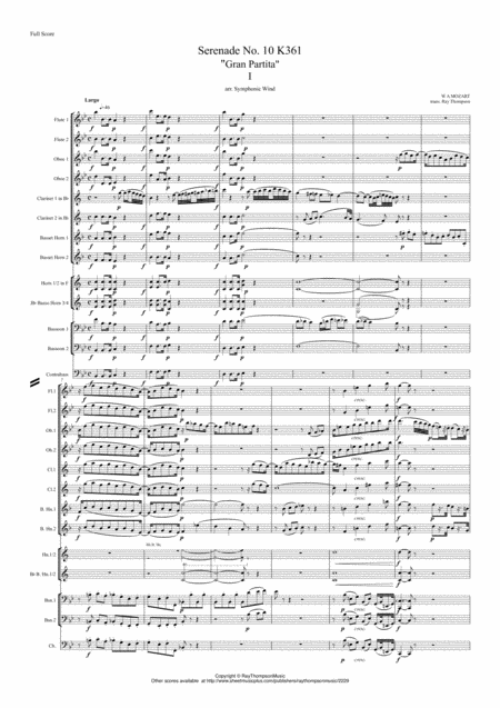 Free Sheet Music Mozart Serenade No 10 In Bb Gran Partita K361 Symphonic Wind