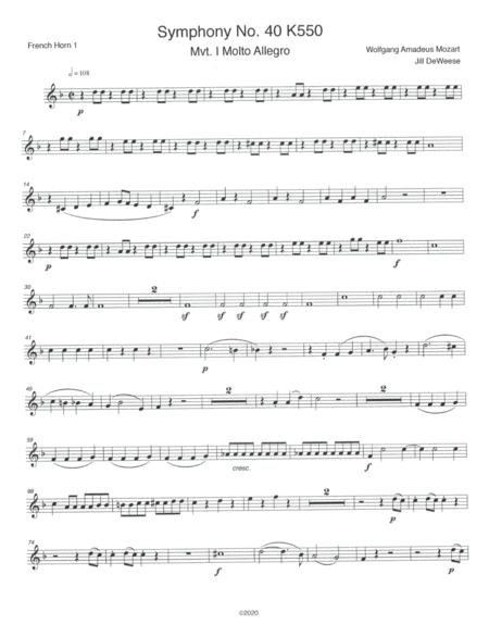 Free Sheet Music Mozart Symphony No 40 In G Minor Movement 1 F Horn 1 Only