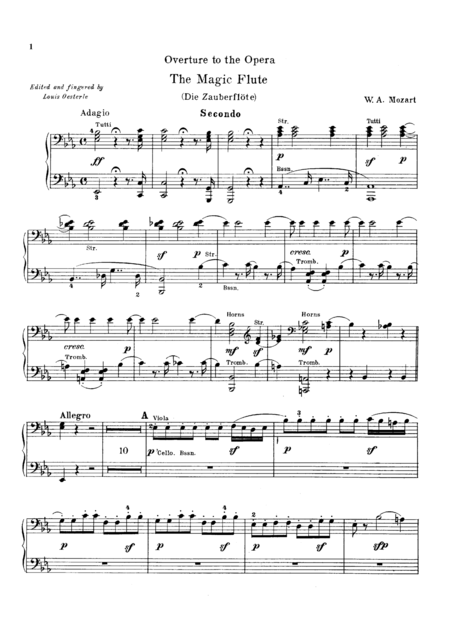 Mozart The Magic Flute Overture For Piano Duet 1 Piano 4 Hands Pm802 Sheet Music