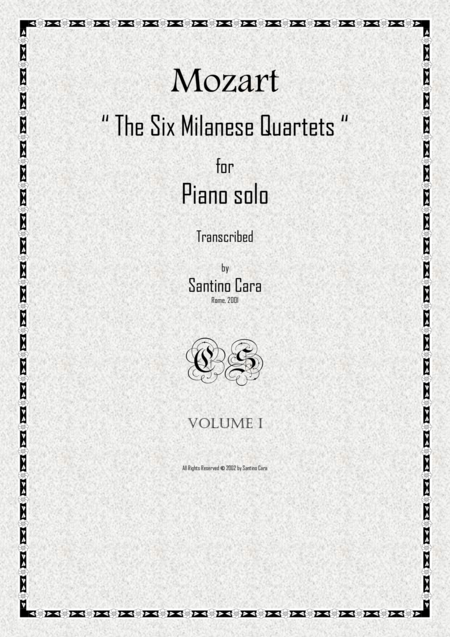 Mozart The Six Milanese Quartets Piano Version Sheet Music