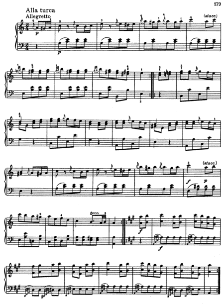 Free Sheet Music Mozart Turkish March Piano Sonata K 331 Mvt 3
