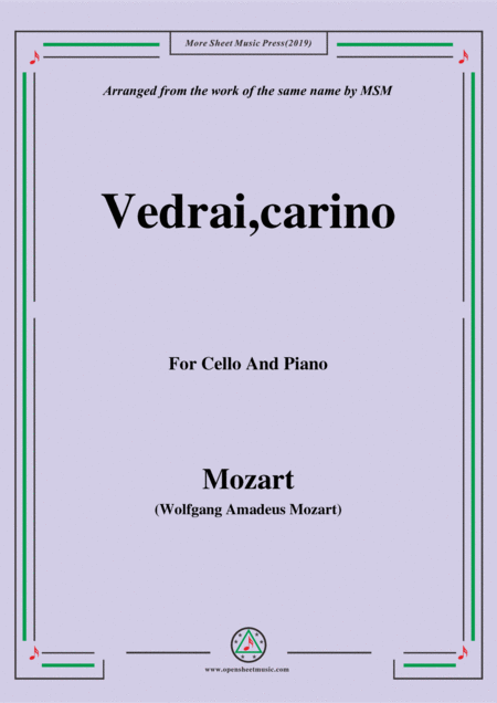 Free Sheet Music Mozart Vedrai Carino For Cello And Piano